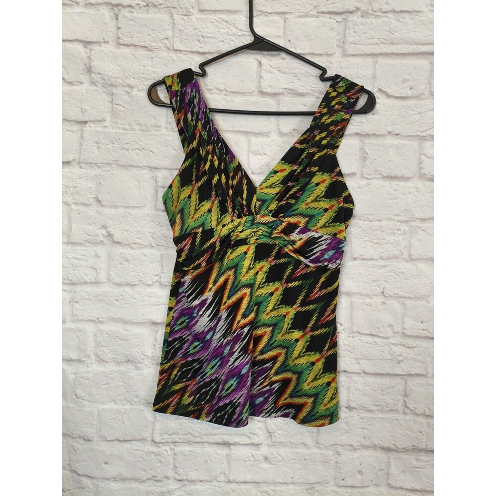 Bisou Bisou Y2K Babydoll‎ Tank Top Size M Trendy, Bright, Geometric Tie Dye